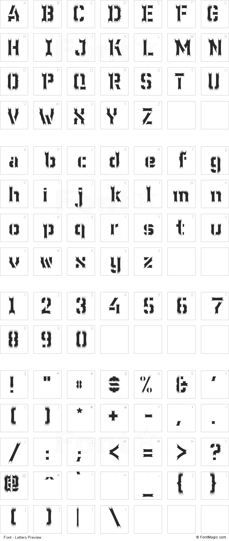 WC Wunderbach Wimpern Bta Font - All Latters Preview Chart